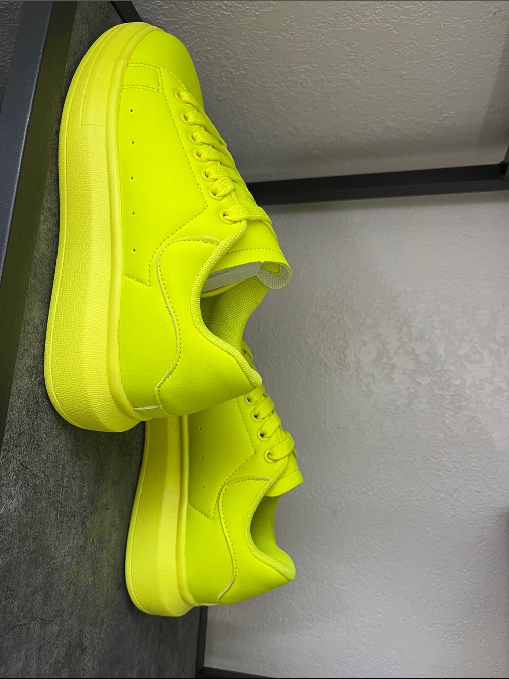 Neon Yellow Platform Sneakers - Women